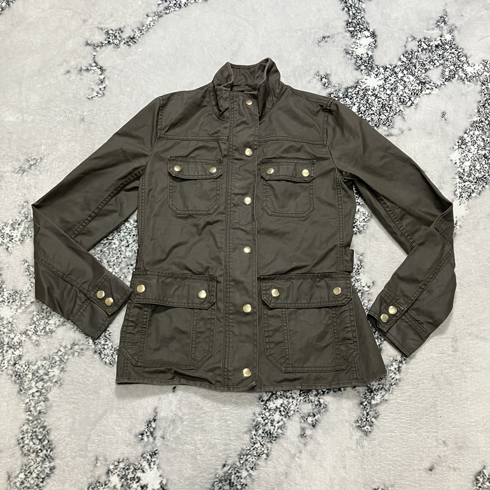 J.Crew‎ Utility Field Jacket Olive Snap Front Women's Size XS Military Style
